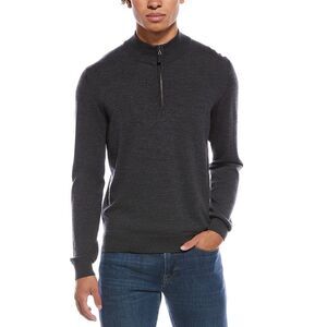 Mette Mens  Merino Wool 1/4-Zip Mock Neck Sweater, Grey